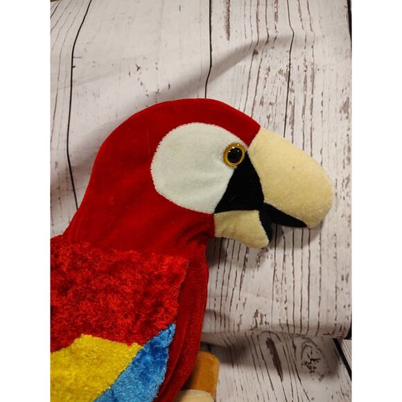 NANCO Parrot On Perch Red Plush Stuffed Animal Toy 2006 22inches Long - Picture 2 of 6